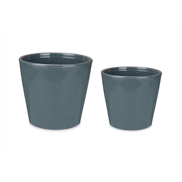 Set de ghivece 2 Piese Ø 22 cm Ø 28 cm Antracit Argilă