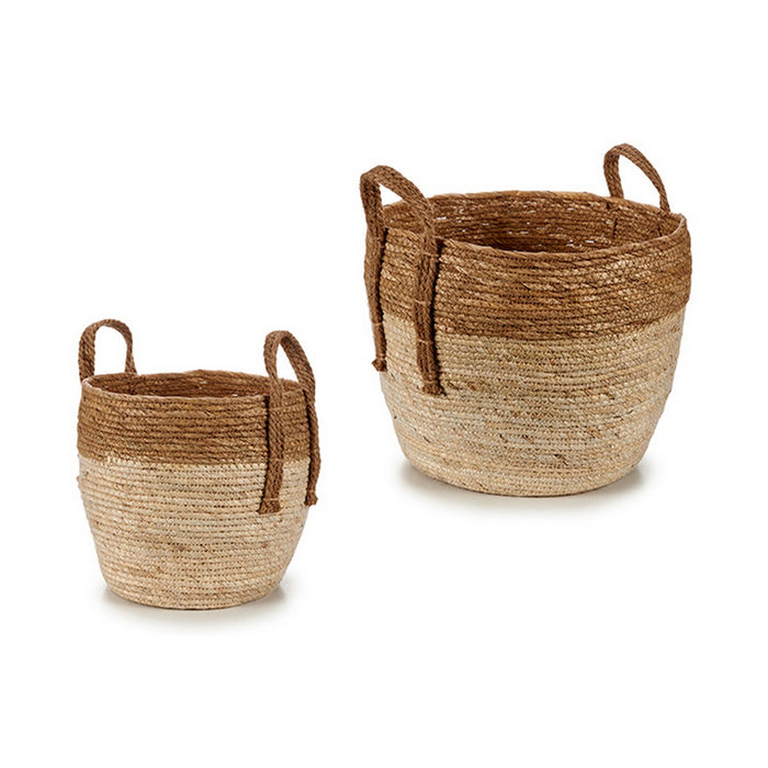 Set de Coșuri 2 Piese Maro natural Pai