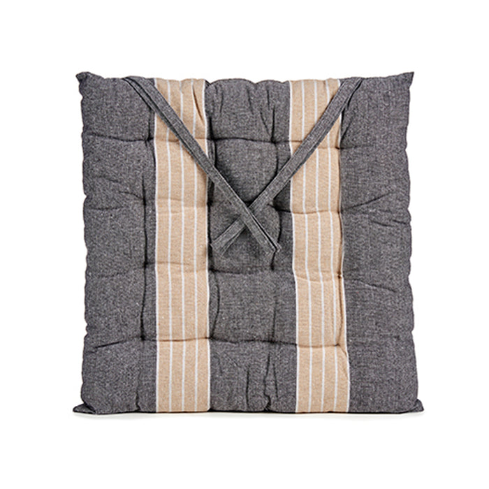 Pernă de scaun Dungi 40 x 5,5 x 40 cm Gri Bej