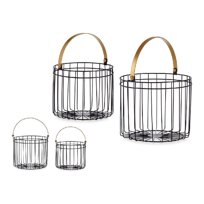 Coș Negru Auriu* Cilindric Metal (2 pcs)