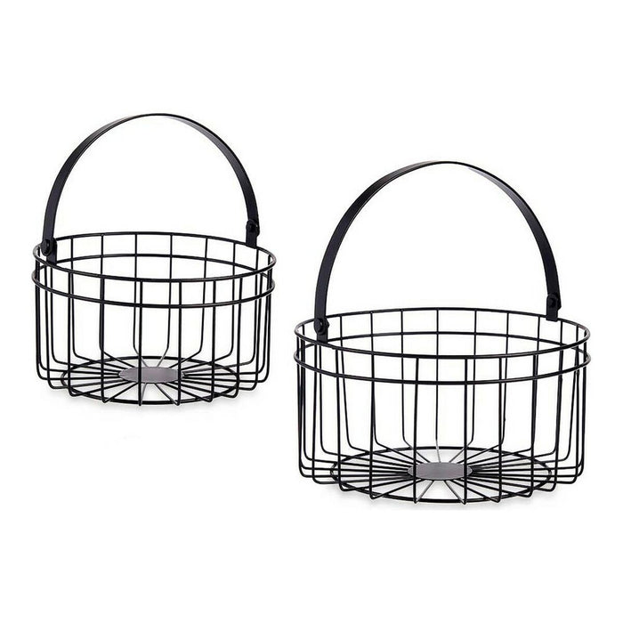 Coș Rotundă Negru Metal (2 pcs)