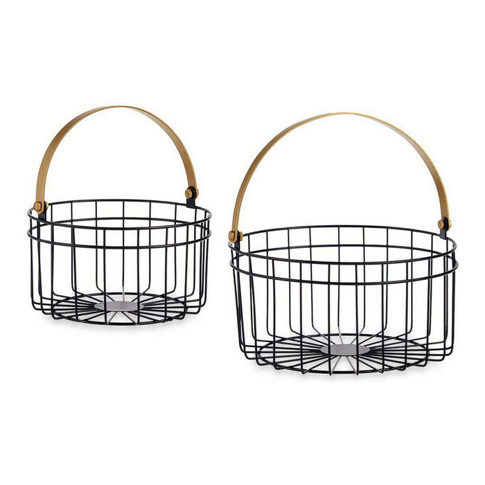 Coș Rotundă Negru Auriu* Metal (2 pcs)