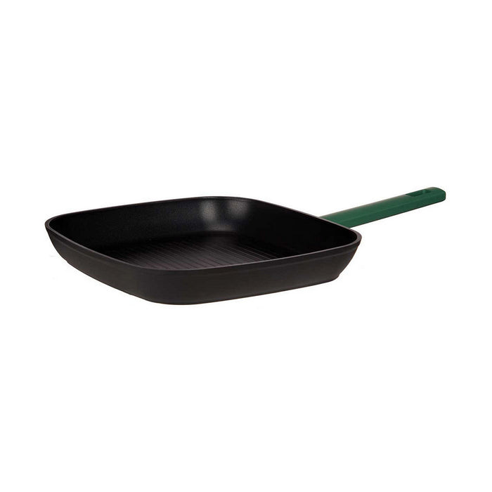 Tigaie Grill cu Striații Negru Verde 28 x 28 cm Aluminiu