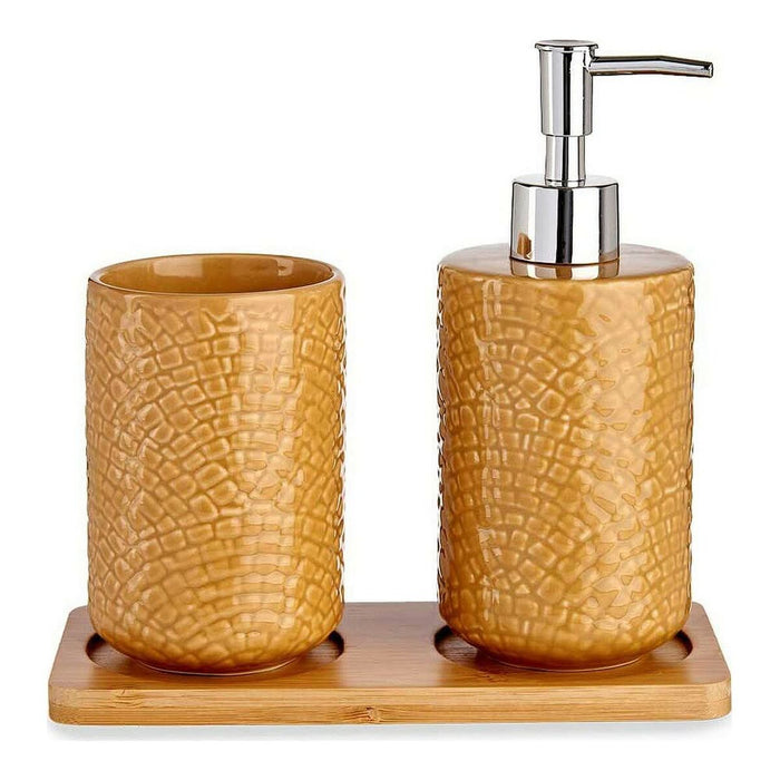 Set de Baie čtverce Ceramică Bambus Cămilă (3 pcs)