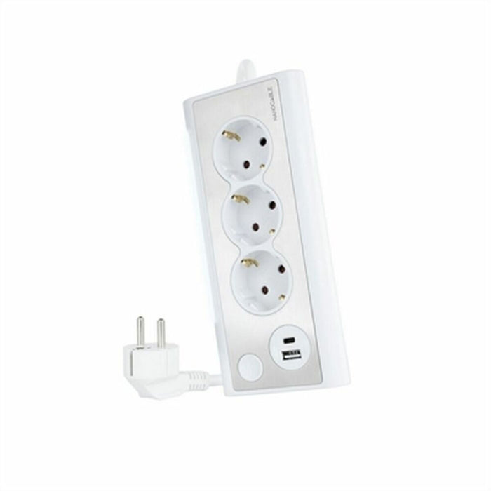 Placă de Circuit 3 Puncte de Conectare Schuko NANOCABLE 10.37.0013-W USB x 2
