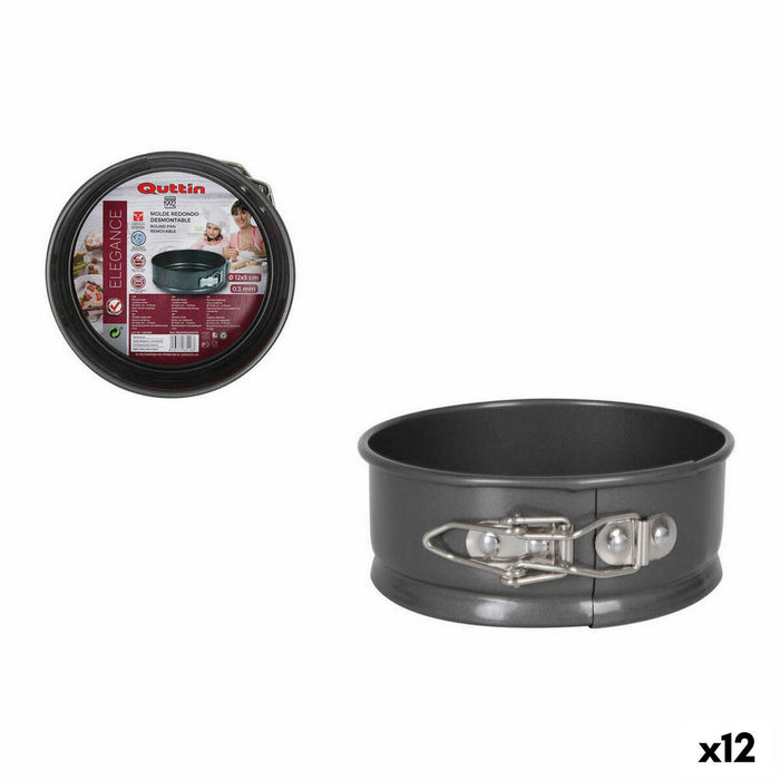 Formă de tort detașabilă Quttin IN215 Oțel carbon Negru (12 Unități) (Ø 12,5 x 5 cm)