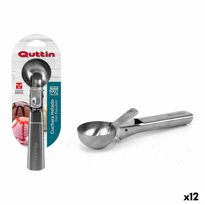 Lingură pentru Înghețată Quttin 62955 Oțel inoxidabil Argintiu 18 x 5 x 4 cm (12 Unități)