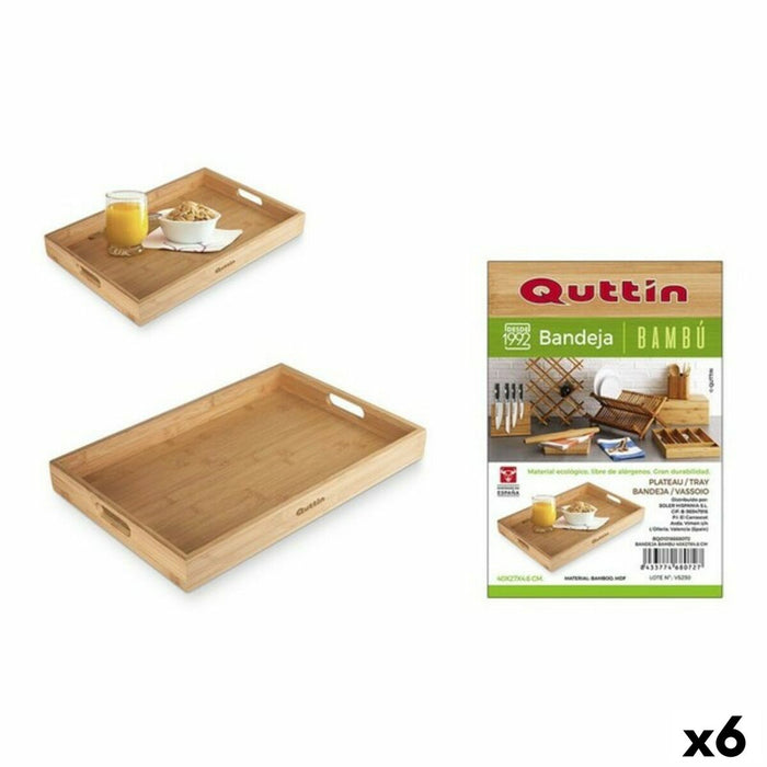 Tavă Quttin 62326 Bambus 40 x 27 x 4,6 cm (6 Unități)