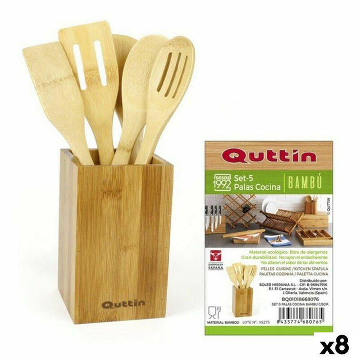 Set de Ustensile pentru Bucătărie Quttin Bambus 5 Piese 10 x 10 x 31,5 cm (8 Unități)