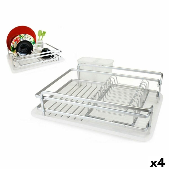 Scurgător de Vase pentru Chiuvetă Confortime Alluma Aluminiu 43 x 32 x 12 cm (4 Unități)