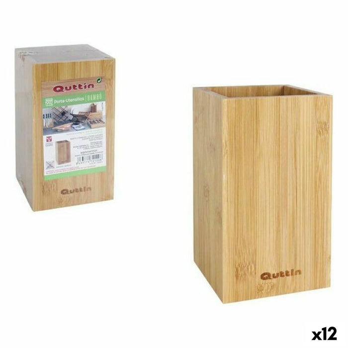 Suport pentru ustensile de bucătărie Quttin Bambus 10,5 x 10,5 x 18 cm (12 Unități)
