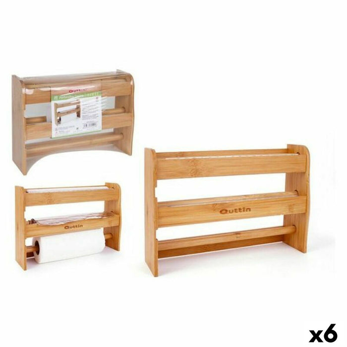 Suport pentru Role de Hârtie de Bucătărie Quttin 144914 Bambus 36 x 10 x 25,5 x 10 cm (6 Unități)