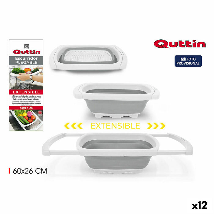 Scurgător de Bucătărie Pliabil Quttin Extensibil 60 x 26 cm (12 Unități)
