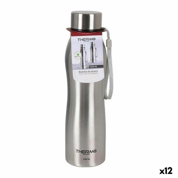 Sticlă (de pus lichide) ThermoSport Oțel Argintiu (12 Unități) (1000 ml)
