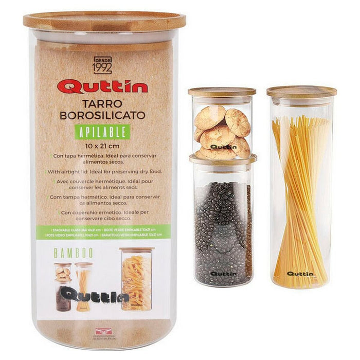 Staniu Quttin Bambus Sticlă borosilicată Stivuibil (10 x 21 cm)