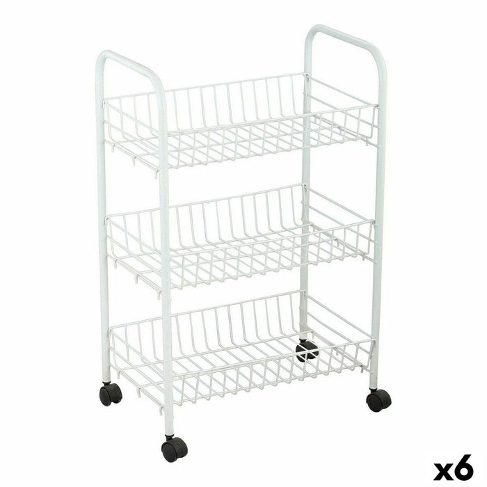 Cărucior pentru legume Confortime Alb Metal 3 Rafturi 40 x 26 x 62 cm (6 Unități)