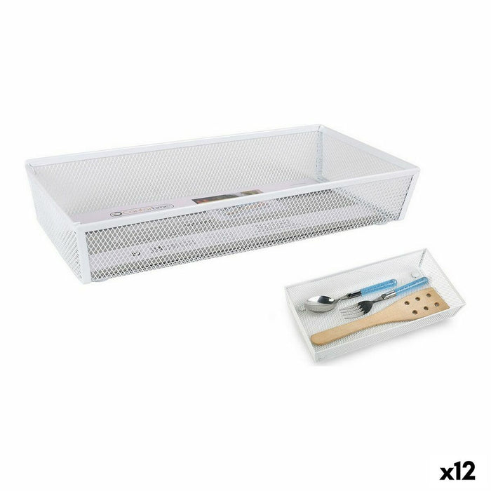 Organizator pentru tacâmuri Confortime Metal Alb 30 x 15,24 x 5,2 cm (12 Unități)