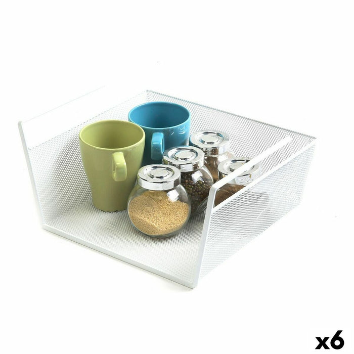 Coșuleț pentru raft de bucătărie Confortime Metal Alb 24,5 x 25 x 14 cm (6 Unități)