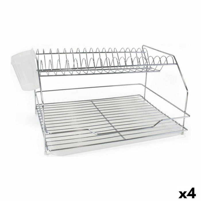 Scurgător de Vase pentru Chiuvetă Quttin Alb Argintiu Metal 46,5 x 35,5 x 26 cm 4,5 mm (4 Unități)
