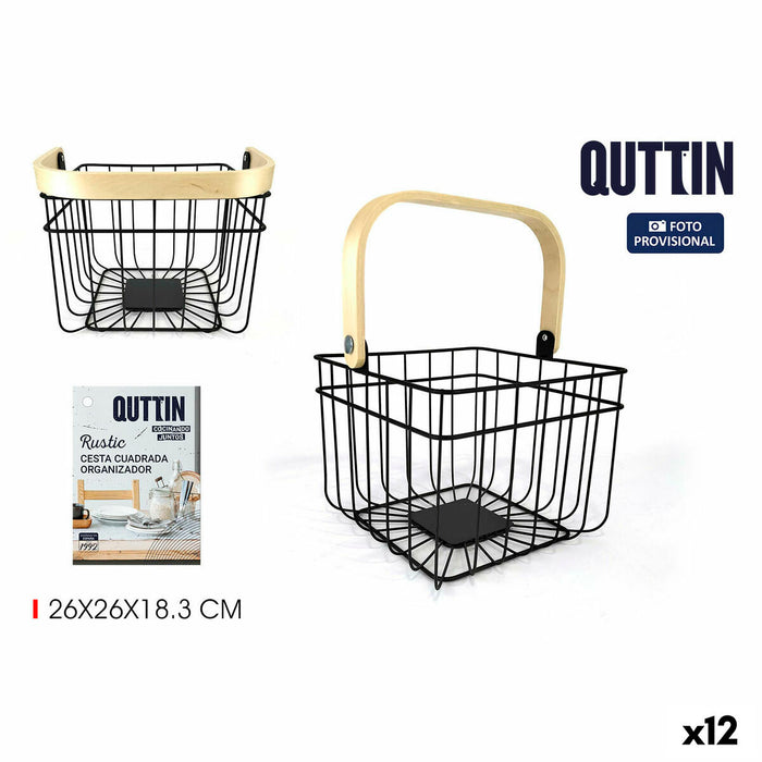 Coș Multifuncțional Quttin Rustic 4 mm 28 x 26,5 x 22 cm (12 Unități)
