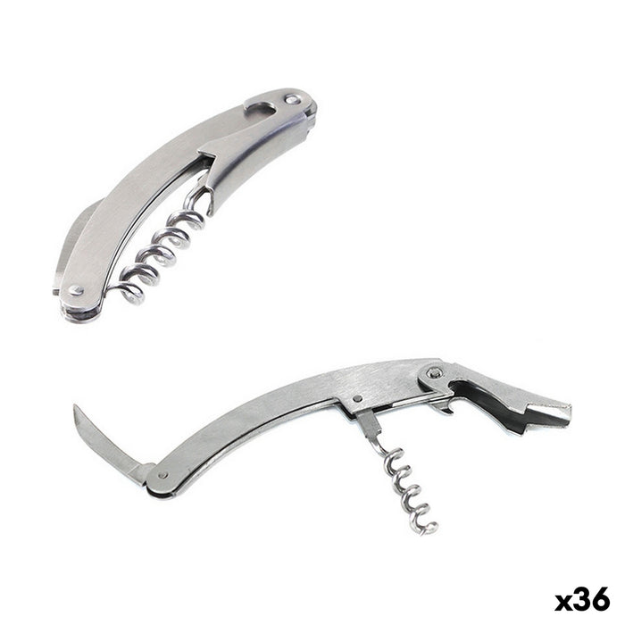 Tirbușon cu tăietor de sigilii și desfăcător de sticle Wooow Oțel inoxidabil 11 x 2,2 cm (36 Unități)