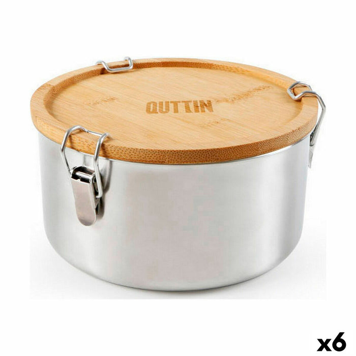 Cutie pentru Prânz Quttin Oțel inoxidabil Bambus 17 x 9 cm (6 Unități)