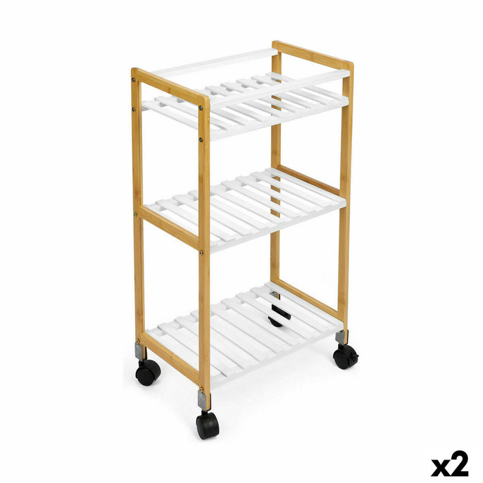 Cărucior pentru legume Confortime Alb Bambus 40 x 25 x 70 cm (2 Unități)