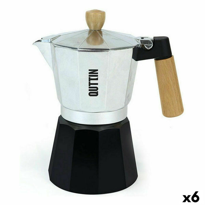 Cafetieră Italiană Quttin 9 Cești Lemn Aluminiu (6 Unități)