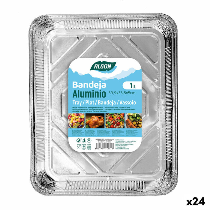 Tavă Algon Aluminiu Dreptunghiular 39,9 x 33,5 x 5 cm (24 Unități)