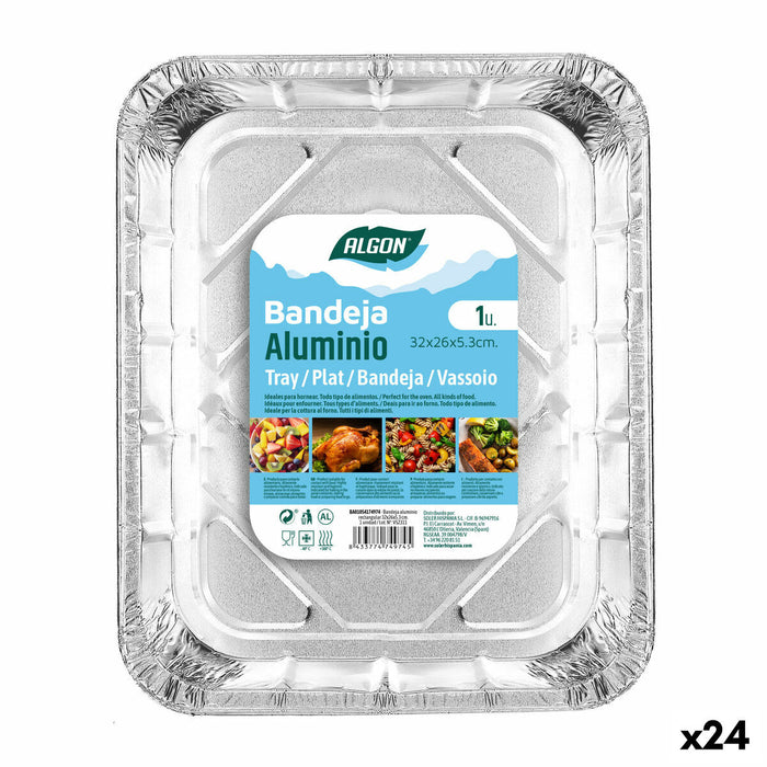 Tavă Algon Aluminiu Dreptunghiular 32 x 26 x 5,3 cm (24 Unități)