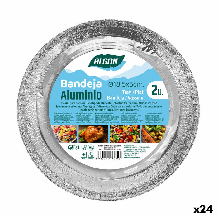 Set de Tăvi Algon Rotundă Pui 18,5 x 5 cm (24 Unități)