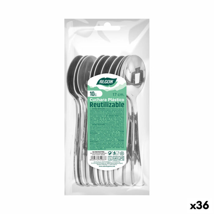 Set de Linguri Algon Reutilizabil Argintiu 36 Unități 17 cm
