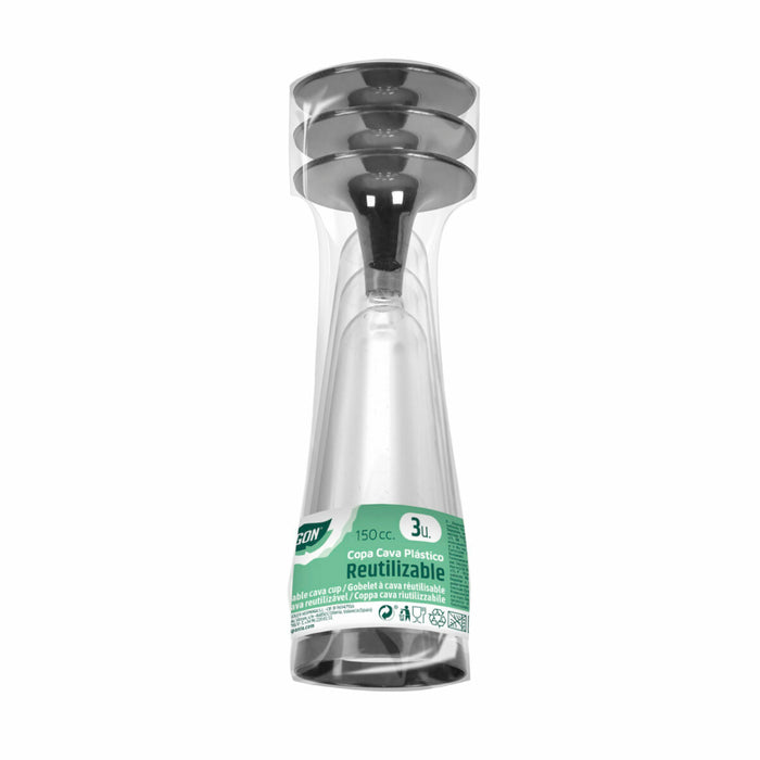 Pahare de șampanie refolosibile Algon Negru 36 Unități 150 ml (3 Piese)