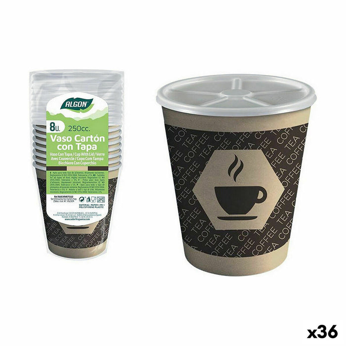 Set de pahare Algon Carton Cafea 8 Piese 250 ml (36 Unități)