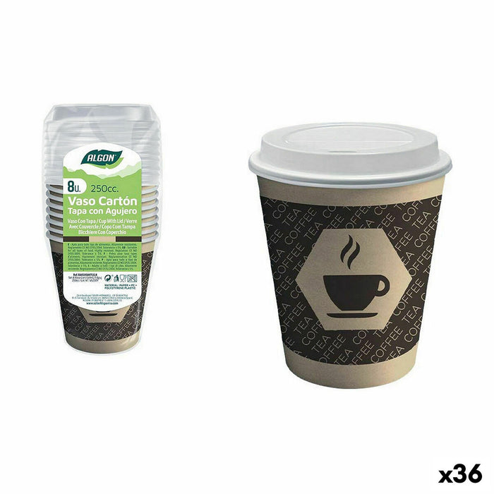 Set de pahare Algon Carton Cafea 8 Piese 250 ml (36 Unități)