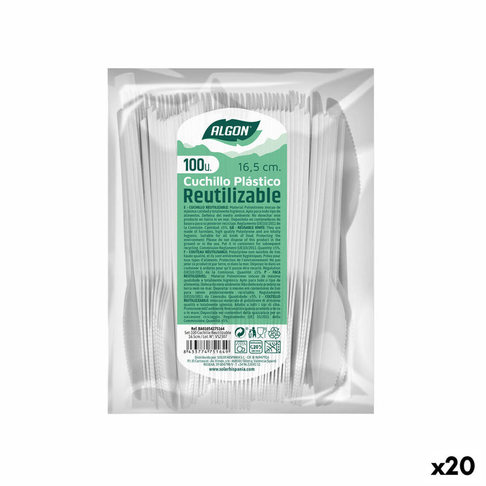 Set de Cuțite Algon Reutilizabil Alb 20 Unități 16,5 cm