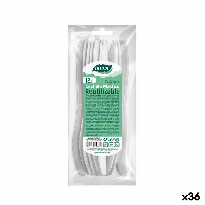 Set de Cuțite Algon Reutilizabil Alb 36 Unități 19,6 cm