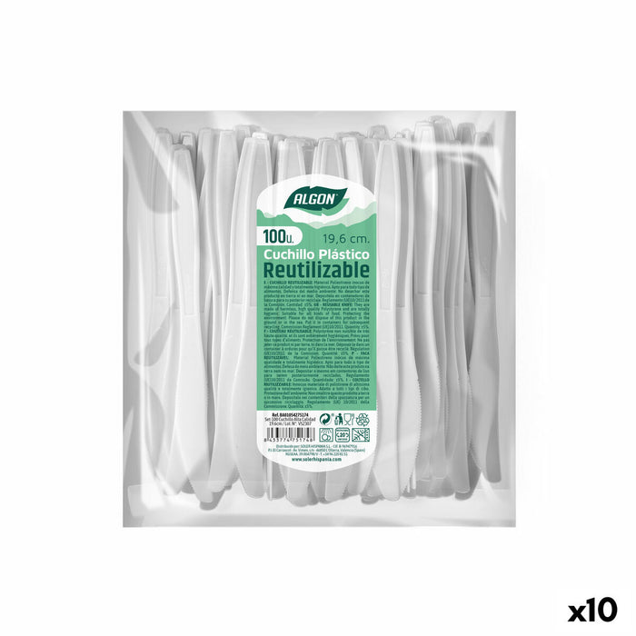 Set de Cuțite Algon Reutilizabil Alb 10 Unități 19,6 cm