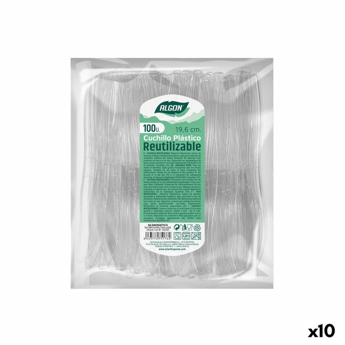Set de Cuțite Algon Reutilizabil Alb 10 Unități 19,6 cm