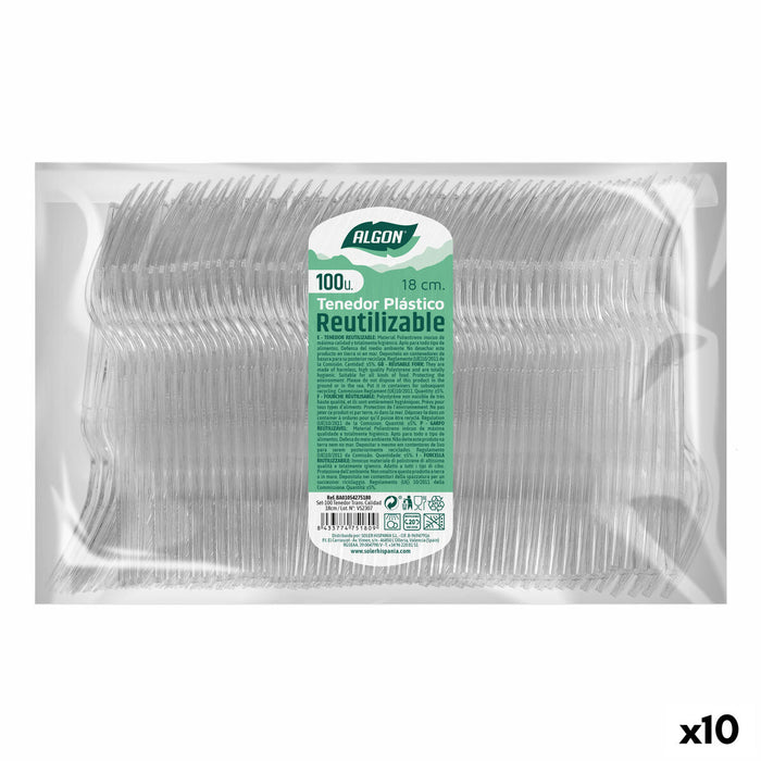 Set de Furculițe Algon Reutilizabil Transparent 10 Unități 18 cm