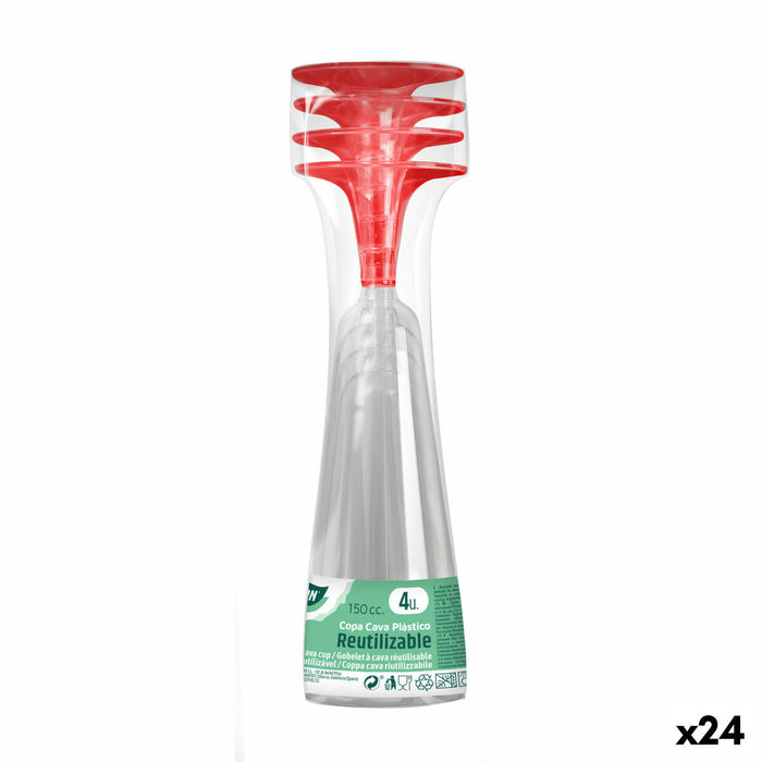 Pahare de șampanie refolosibile Algon Roșu 24 Unități 150 ml (4 Piese)