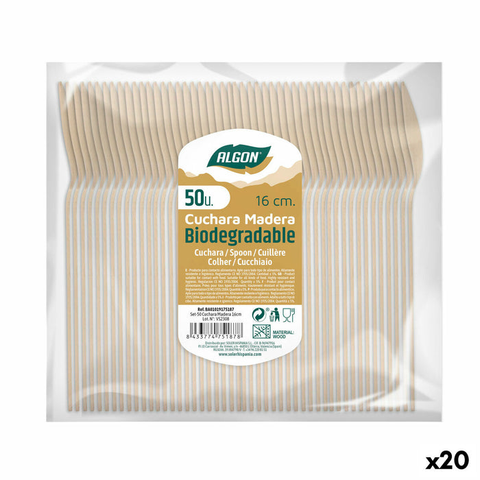 Set de Linguri Algon Lemn 20 Unități 16 x 3 x 1 cm