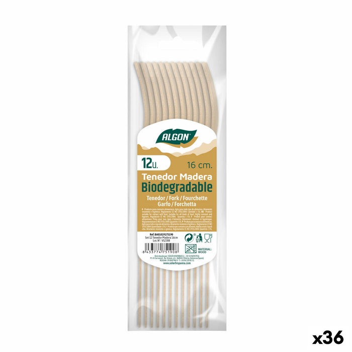 Set de Furculițe Algon Lemn 36 Unități 16 x 3 x 1 cm