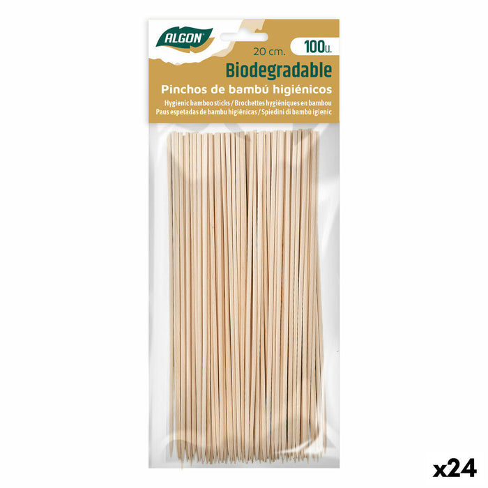 Set de frigărui pentru grătar Algon Bambus 200 x 2,5 x 20 mm (100 Piese) (24 Unități)