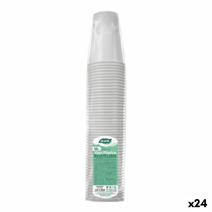Set de pahare refolosibile Algon Alb 24 Unități 300 ml (50 Piese)