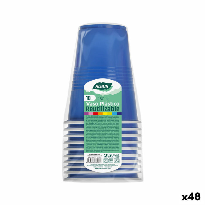 Set de pahare refolosibile Algon Albastru 48 Unități 450 ml (10 Piese)