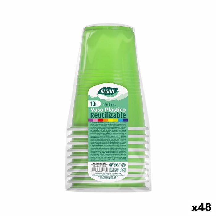 Set de pahare refolosibile Algon Verde 48 Unități 450 ml (10 Piese)
