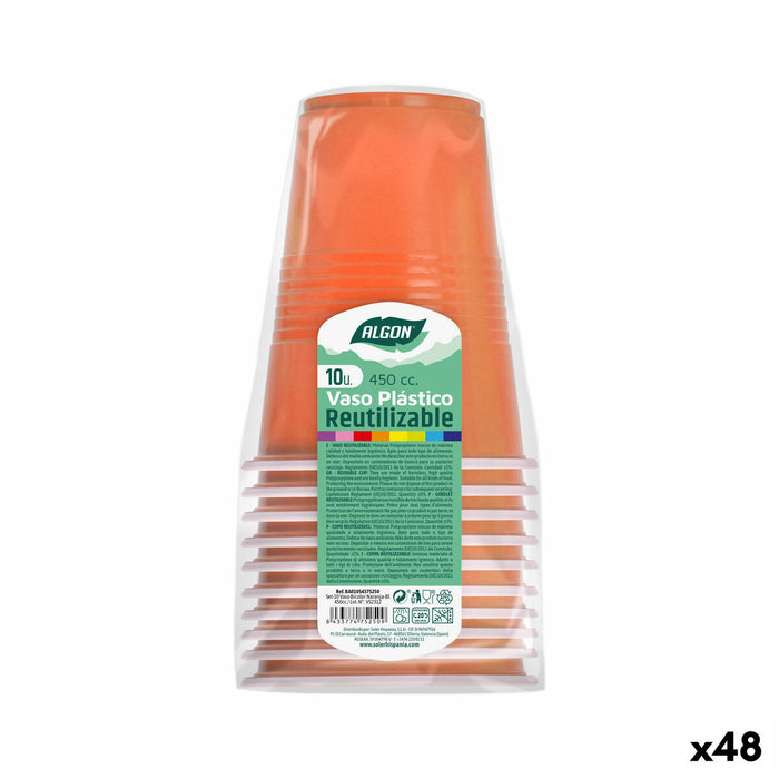 Set de pahare refolosibile Algon Portocaliu 48 Unități 450 ml (10 Piese)