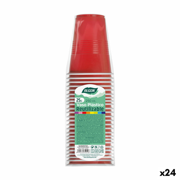 Set de pahare refolosibile Algon Roșu 24 Unități 250 ml (25 Piese)