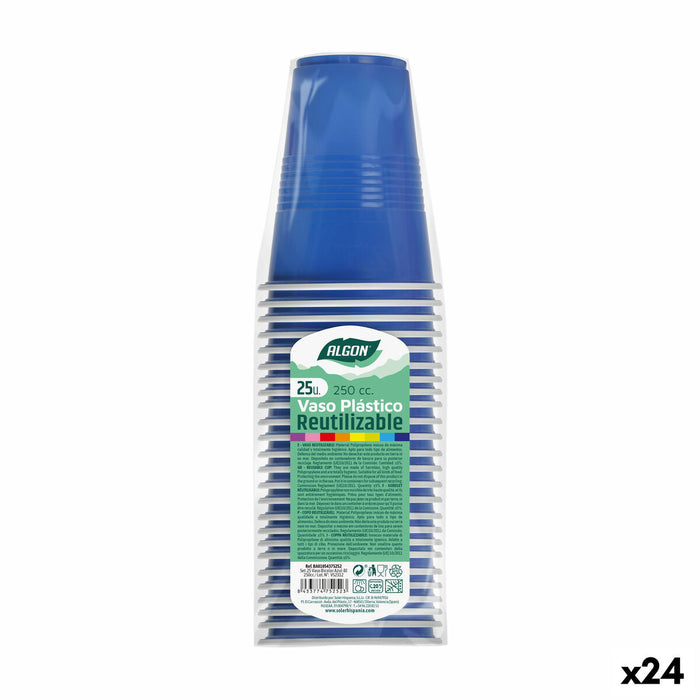 Set de pahare refolosibile Algon Albastru 24 Unități 250 ml (25 Piese)
